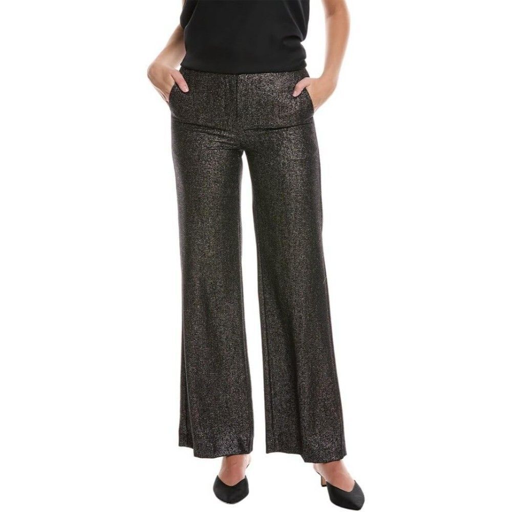 Kobi Halperin Women's Misha Glitz Pants Size 6 Wool Blend Metallic Wide Leg Pant